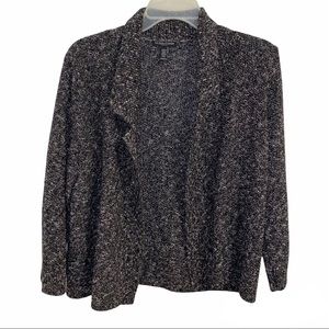 Eileen Fisher Open Front Cardigan Size PETITE Medium in Blackish Gray, White